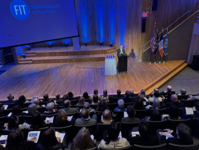 President Schupbach at the podium.