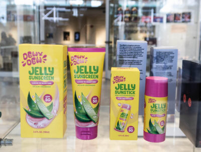 various types of product with the same Dewy Dew Jelly Sunscreen packaging