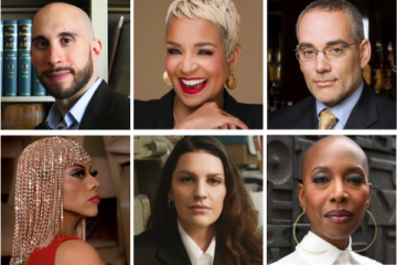 photo grid featuring all of the 2026 commencement speakers: Robert Geronimo, Brandice Daniel, Chris Mazzilli, Abigail DeVille, Jeriana San Juan, and Malene Barnett