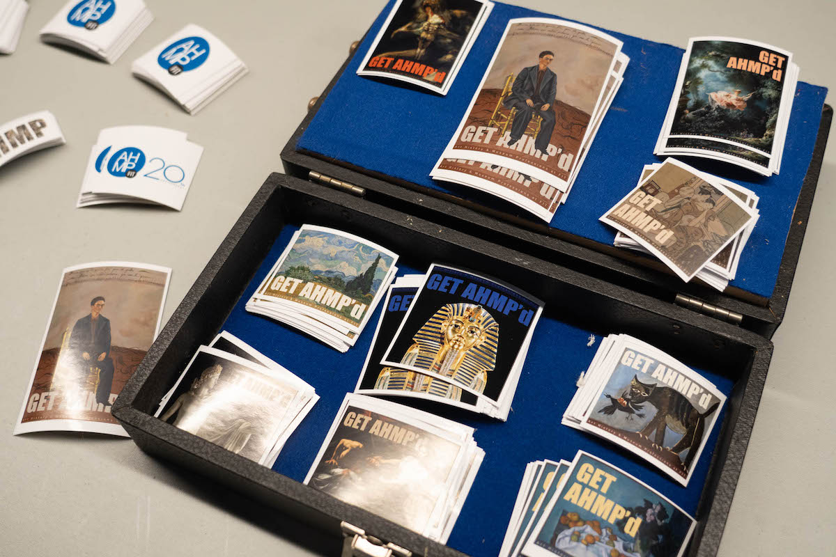 stickers featuring different works of art with the text "Get AHMP'd!"