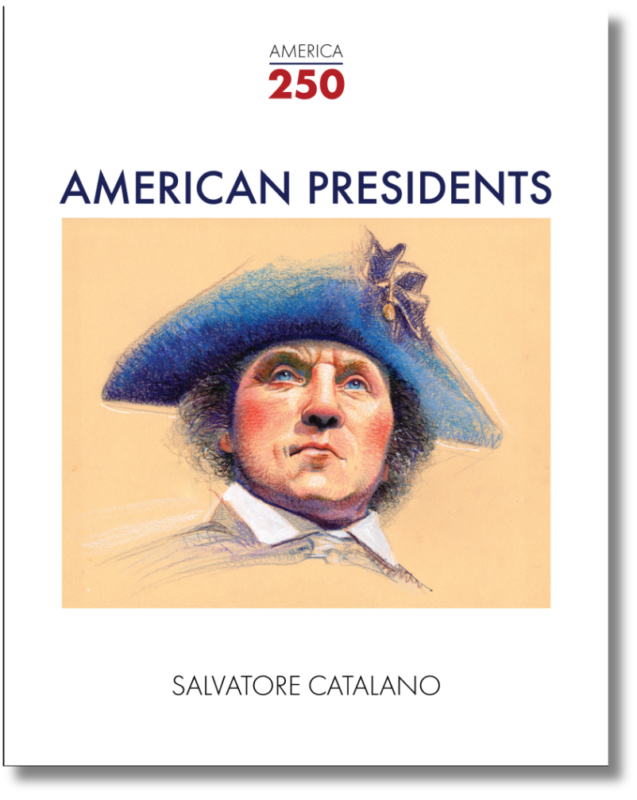 Cover for book of illustrations of US presidents.