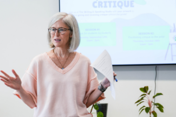 FIT Writing and Speaking Studio Director Sarah Blazer and her team of peer consulates offer one-on-one and group support to students and faculty.